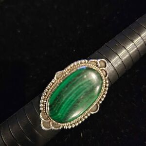 Vintage malachite and sterling silver ring in size 10